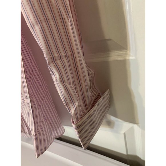 Adolfo Button Up Shirt Men's Size L 16/16 1/2‎ 34/35 Pink Striped - Picture 6 of 8